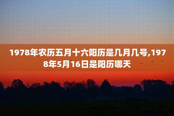 1978年农历五月十六阳历是几月几号,1978年5月16日是阳历哪天
