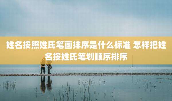 姓名按照姓氏笔画排序是什么标准 怎样把姓名按姓氏笔划顺序排序