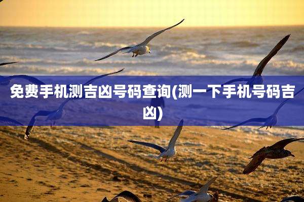 免费手机测吉凶号码查询(测一下手机号码吉凶)