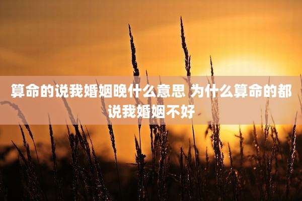 算命的说我婚姻晚什么意思 为什么算命的都说我婚姻不好