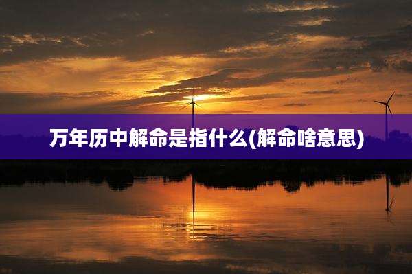 万年历中解命是指什么(解命啥意思)