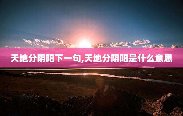 天地分阴阳下一句,天地分阴阳是什么意思