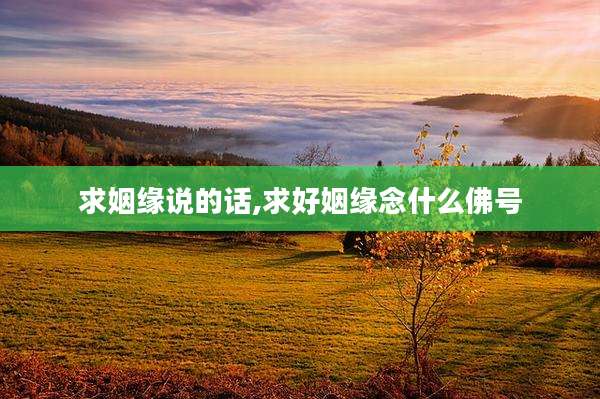 求姻缘说的话,求好姻缘念什么佛号