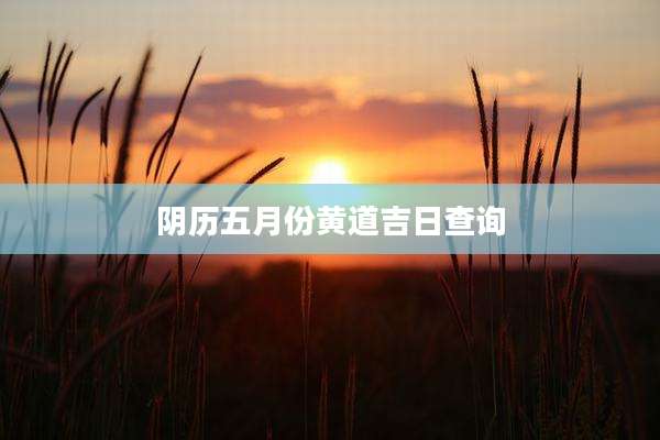 阴历五月份黄道吉日查询