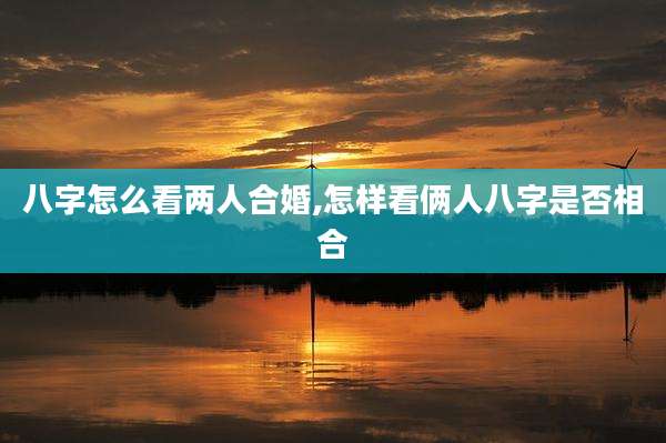 八字怎么看两人合婚,怎样看俩人八字是否相合