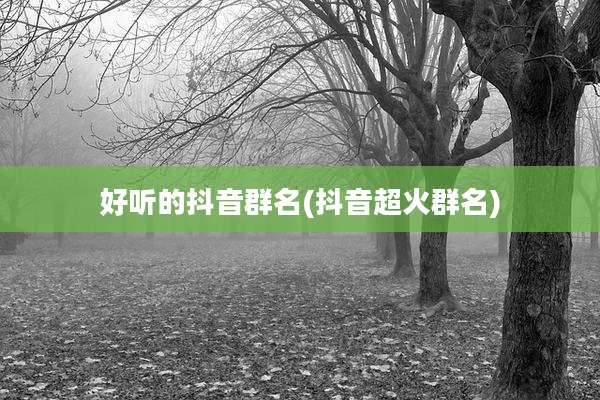 好听的抖音群名(抖音超火群名)