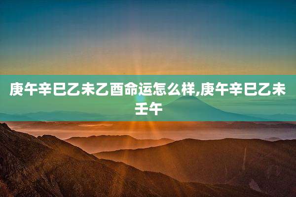 庚午辛巳乙未乙酉命运怎么样,庚午辛巳乙未壬午
