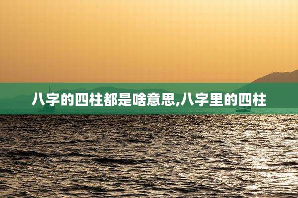 八字的四柱都是啥意思,八字里的四柱