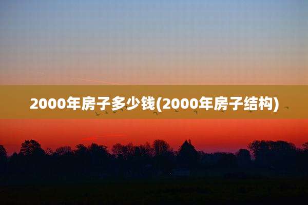 2000年房子多少钱(2000年房子结构)