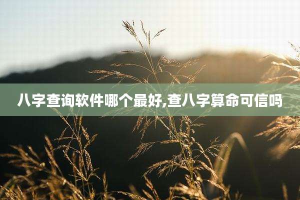 八字查询软件哪个最好,查八字算命可信吗