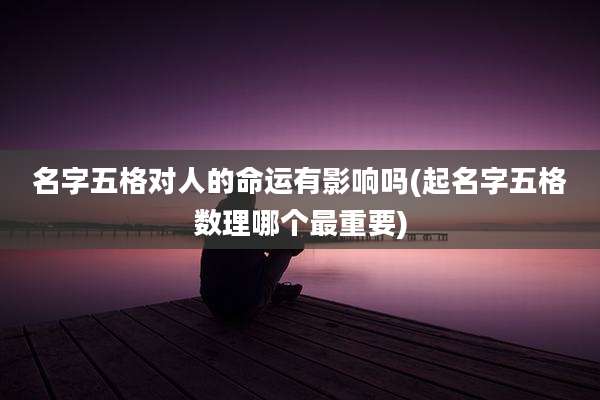 名字五格对人的命运有影响吗(起名字五格数理哪个最重要)
