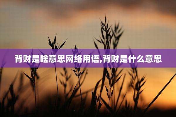 背财是啥意思网络用语,背财是什么意思