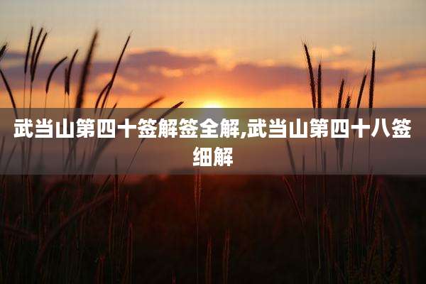 武当山第四十签解签全解,武当山第四十八签细解