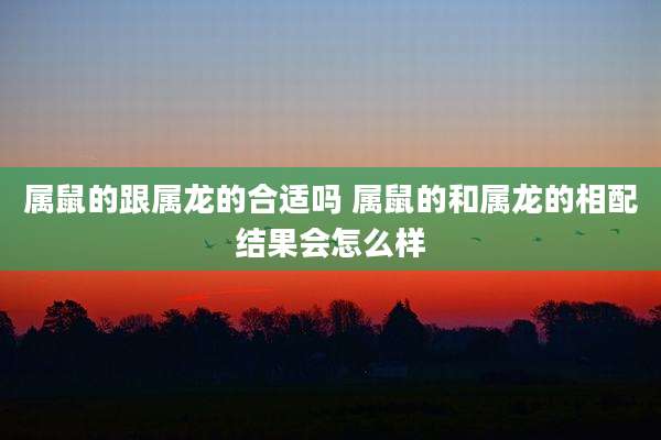 属鼠的跟属龙的合适吗 属鼠的和属龙的相配结果会怎么样