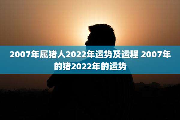 2007年属猪人2022年运势及运程 2007年的猪2022年的运势