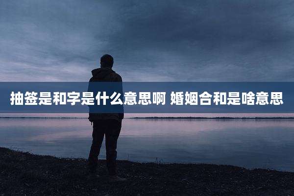 抽签是和字是什么意思啊 婚姻合和是啥意思