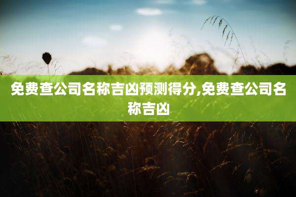 免费查公司名称吉凶预测得分,免费查公司名称吉凶