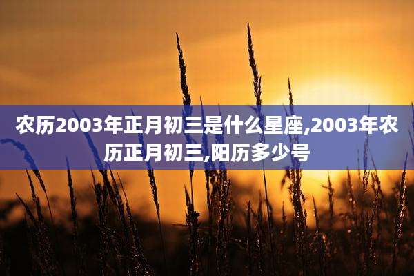 农历2003年正月初三是什么星座,2003年农历正月初三,阳历多少号