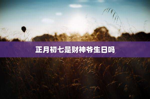 正月初七是财神爷生日吗