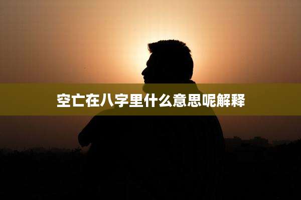 空亡在八字里什么意思呢解释