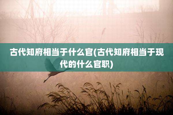 古代知府相当于什么官(古代知府相当于现代的什么官职)