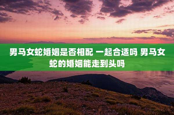 男马女蛇婚姻是否相配 一起合适吗 男马女蛇的婚姻能走到头吗