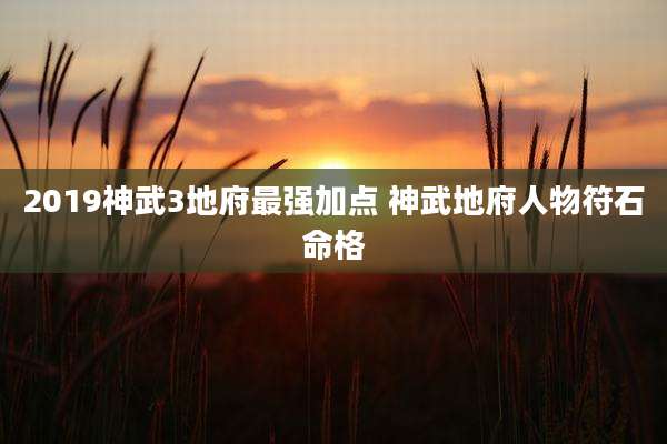 2019神武3地府最强加点 神武地府人物符石命格