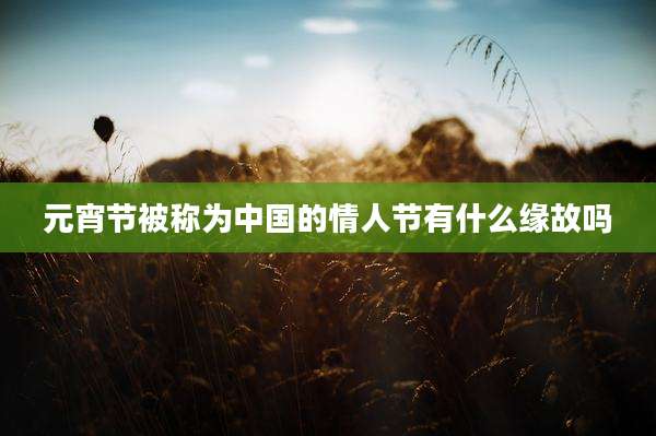 元宵节被称为中国的情人节有什么缘故吗