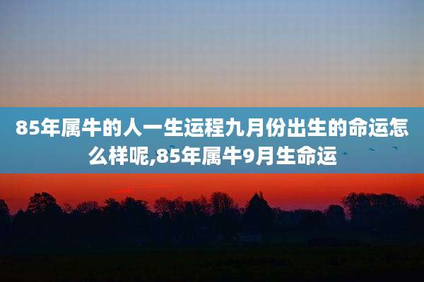 85年属牛的人一生运程九月份出生的命运怎么样呢,85年属牛9月生命运