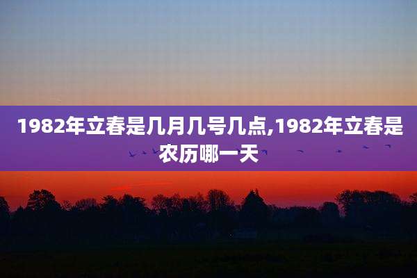 1982年立春是几月几号几点,1982年立春是农历哪一天