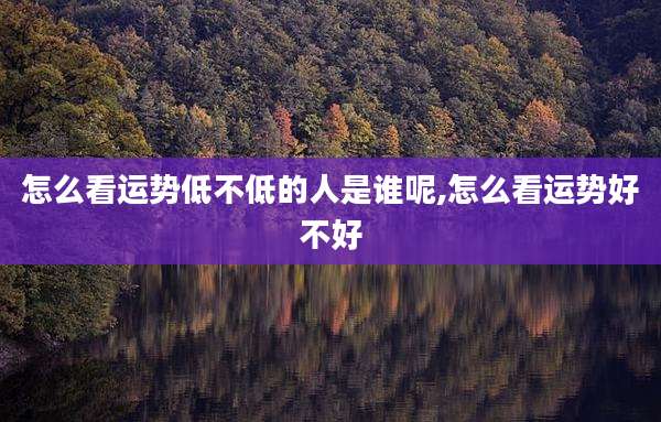 怎么看运势低不低的人是谁呢,怎么看运势好不好