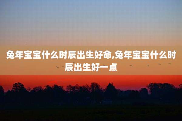兔年宝宝什么时辰出生好命,兔年宝宝什么时辰出生好一点