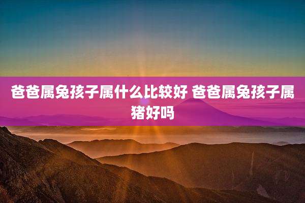 爸爸属兔孩子属什么比较好 爸爸属兔孩子属猪好吗