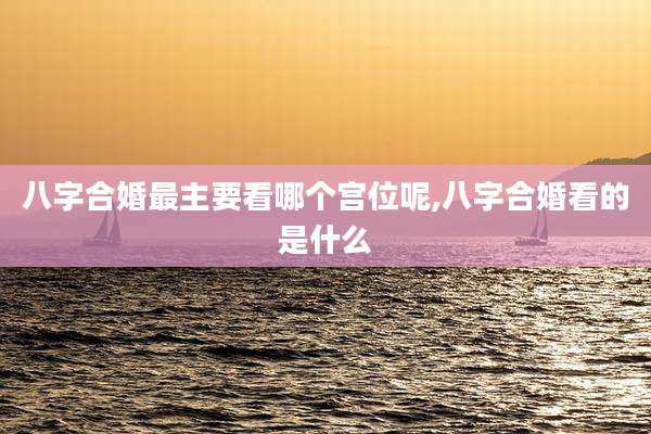 八字合婚最主要看哪个宫位呢,八字合婚看的是什么