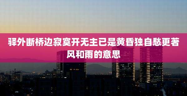 驿外断桥边寂寞开无主已是黄昏独自愁更著风和雨的意思