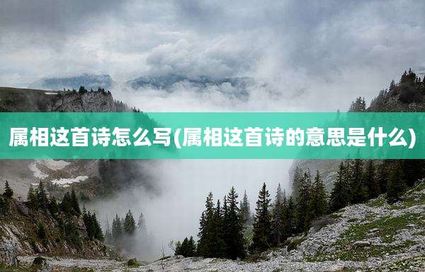 属相这首诗怎么写(属相这首诗的意思是什么)