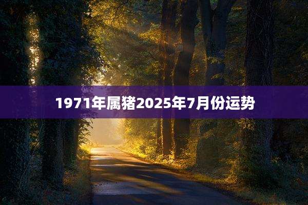 1971年属猪2025年7月份运势
