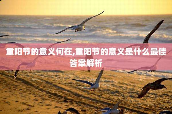 重阳节的意义何在,重阳节的意义是什么最佳答案解析