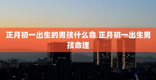 正月初一出生的男孩什么命 正月初一出生男孩命理