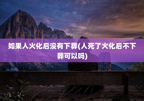 如果人火化后没有下葬(人死了火化后不下葬可以吗)