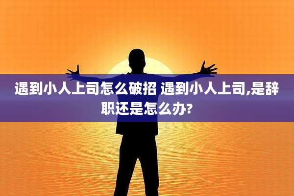 遇到小人上司怎么破招 遇到小人上司,是辞职还是怎么办?