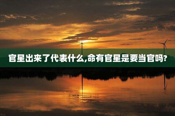 官星出来了代表什么,命有官星是要当官吗?