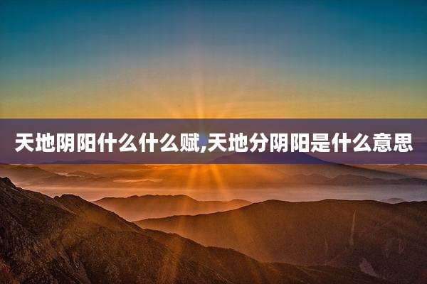 天地阴阳什么什么赋,天地分阴阳是什么意思