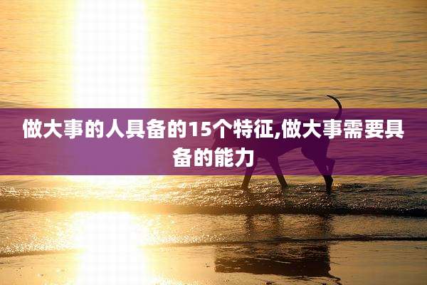 做大事的人具备的15个特征,做大事需要具备的能力