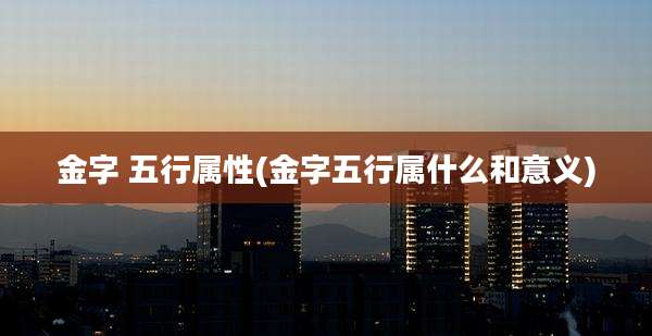 金字 五行属性(金字五行属什么和意义)