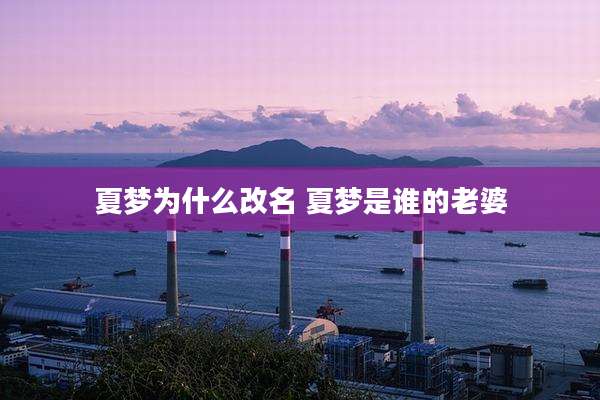 夏梦为什么改名 夏梦是谁的老婆