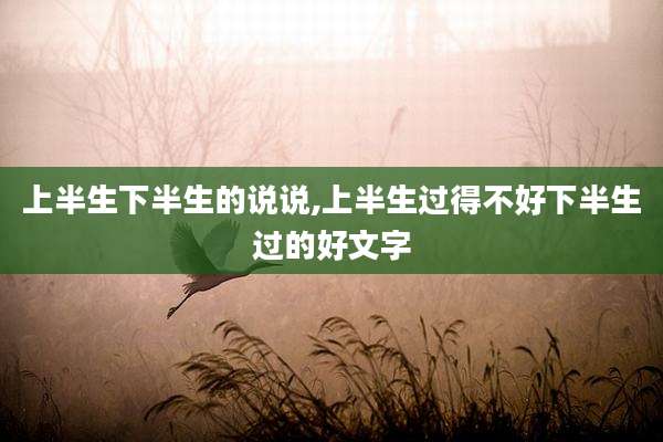 上半生下半生的说说,上半生过得不好下半生过的好文字