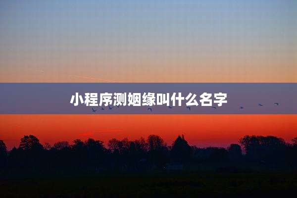 小程序测姻缘叫什么名字
