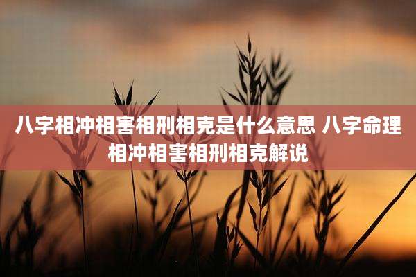 八字相冲相害相刑相克是什么意思 八字命理相冲相害相刑相克解说