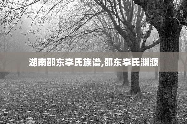 湖南邵东李氏族谱,邵东李氏渊源